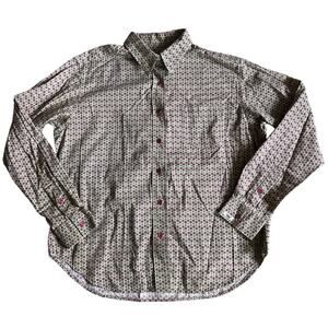 Women’s Cruel Girl Green Pink Flower Pearl Snap Button Up Shirts Size Large